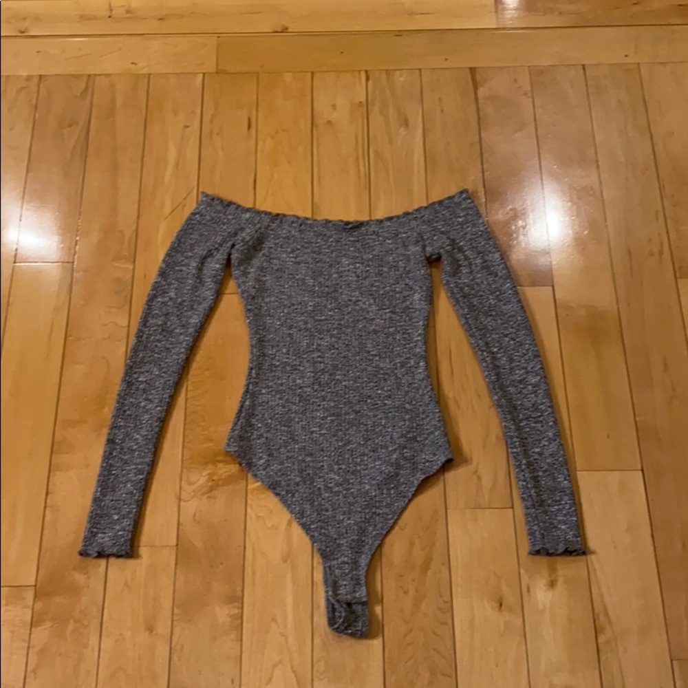 Grey off the shoulder bodysuit